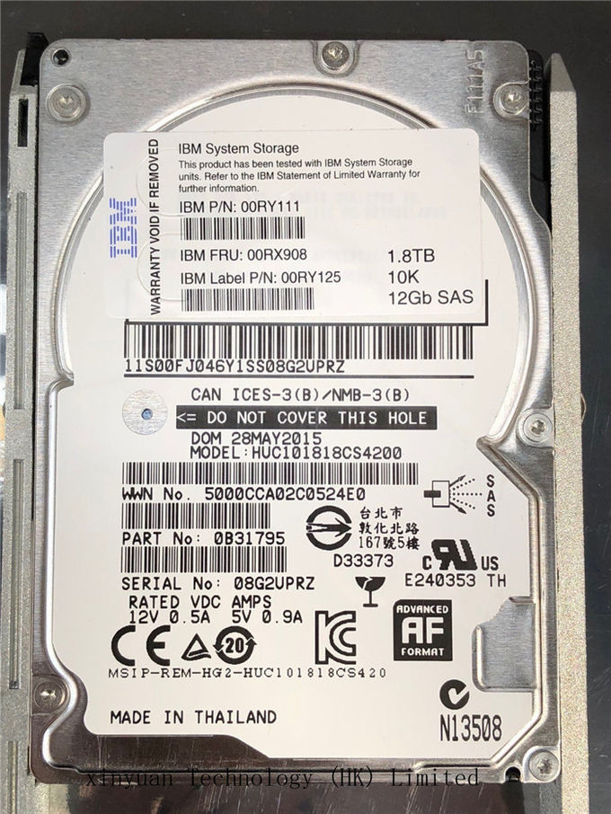 Movimentação de disco rígido do servidor 2076-AHF4/00RX908/00RY111, disco rígido do IBM 1.8TB 6G V7000 G2 10k Sata