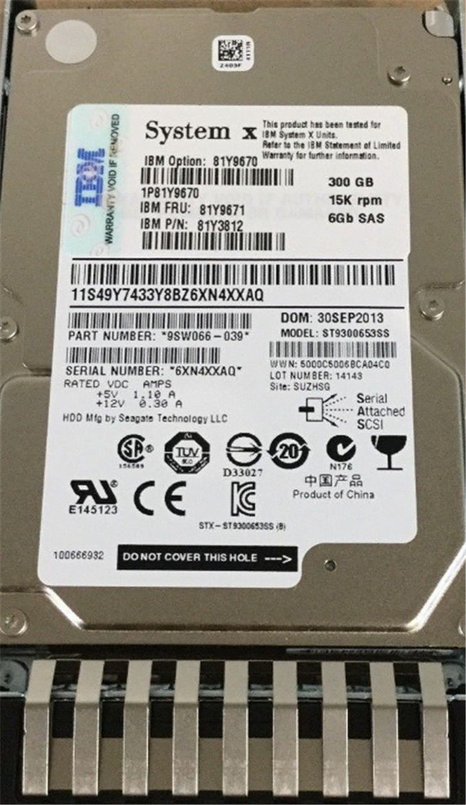 81Y9670 81Y9671 Lenovo 00FN460 300GB 15K SAS 6Gbps 2,5" disco rígido 00FN462