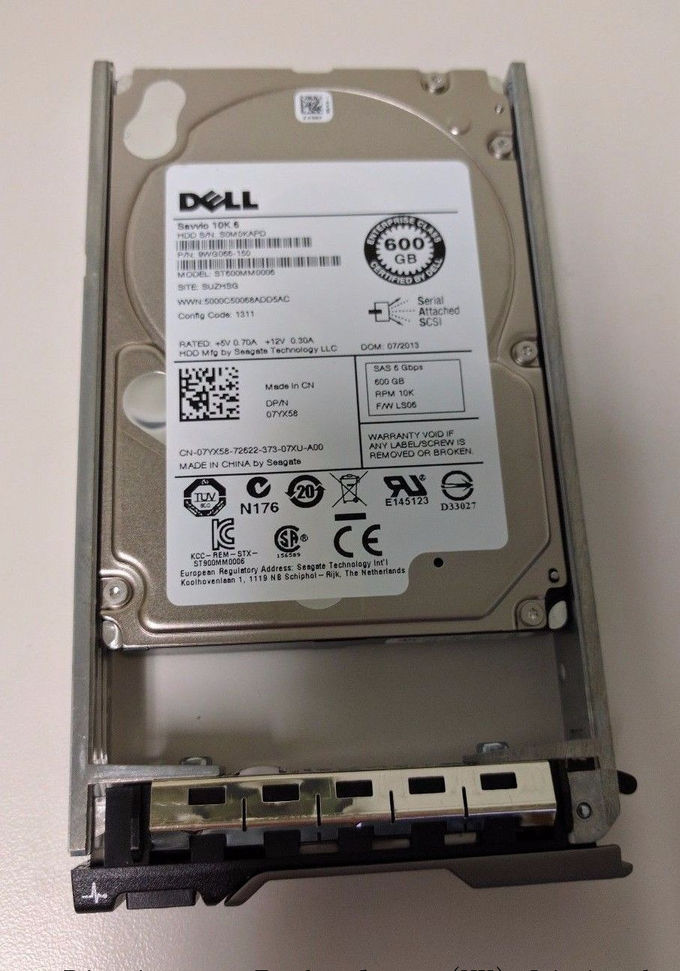 Movimentação de disco rígido do servidor de Dell, disco rígido 600GB 10K 6Gb/s 7YX58 ST600MM0006 do sata 10k