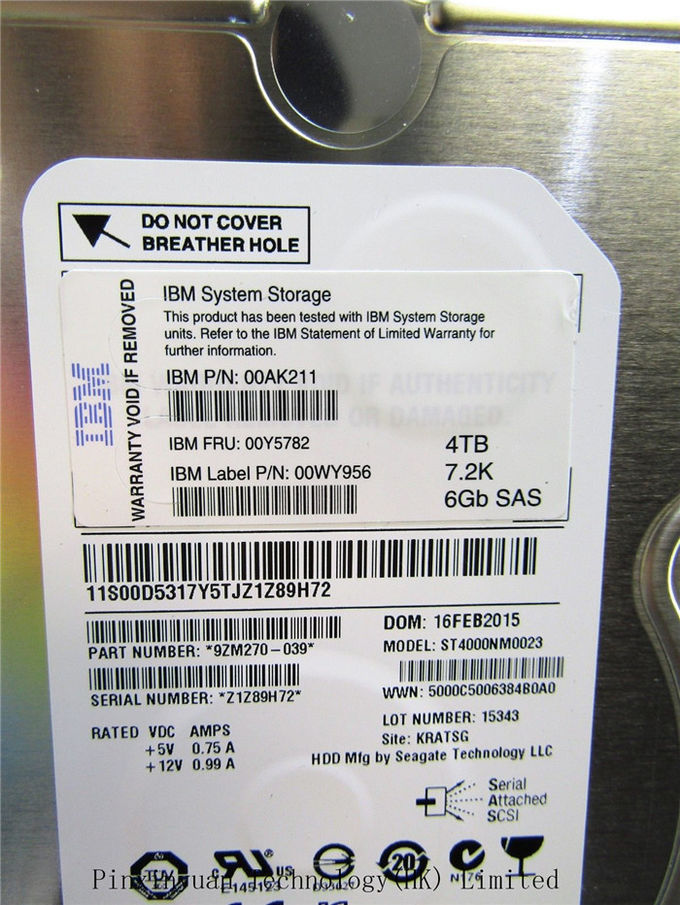 Disco rígido 7.2K 6Gb SAS 3,5" do servidor do IBM 00Y5782 4tb HDD AC32 00AK211 00D5317 STORWIZE 2078 12E