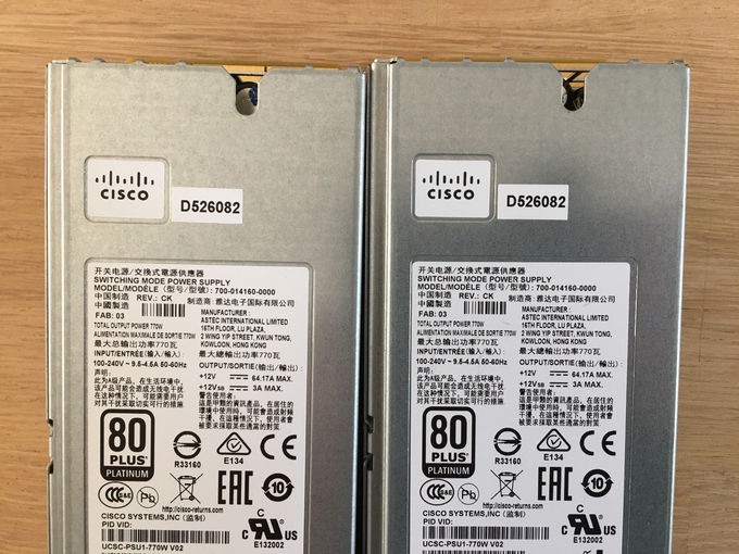 Servidor quente UCS C220 M4 da série C da C.A. de Cisco UCSC-PSU1-770W V02 770W da fonte de alimentação do servidor da tomada