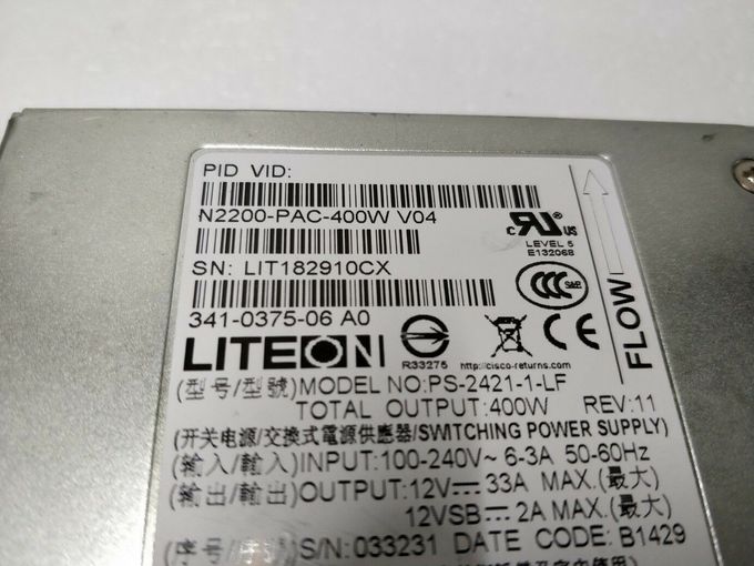 Completamente/meio - fonte frente e verso N2200-PAC-400W da alimentação CA para os nexos N3K de Cisco 3000 séries